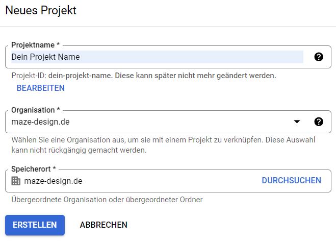 Screenshot der Google Cloud Console. Dient als visuelle Ergänzung zum Text darüber.