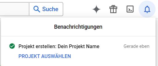 Screenshot der Google Cloud Console. Dient als visuelle Ergänzung zum Text darüber.